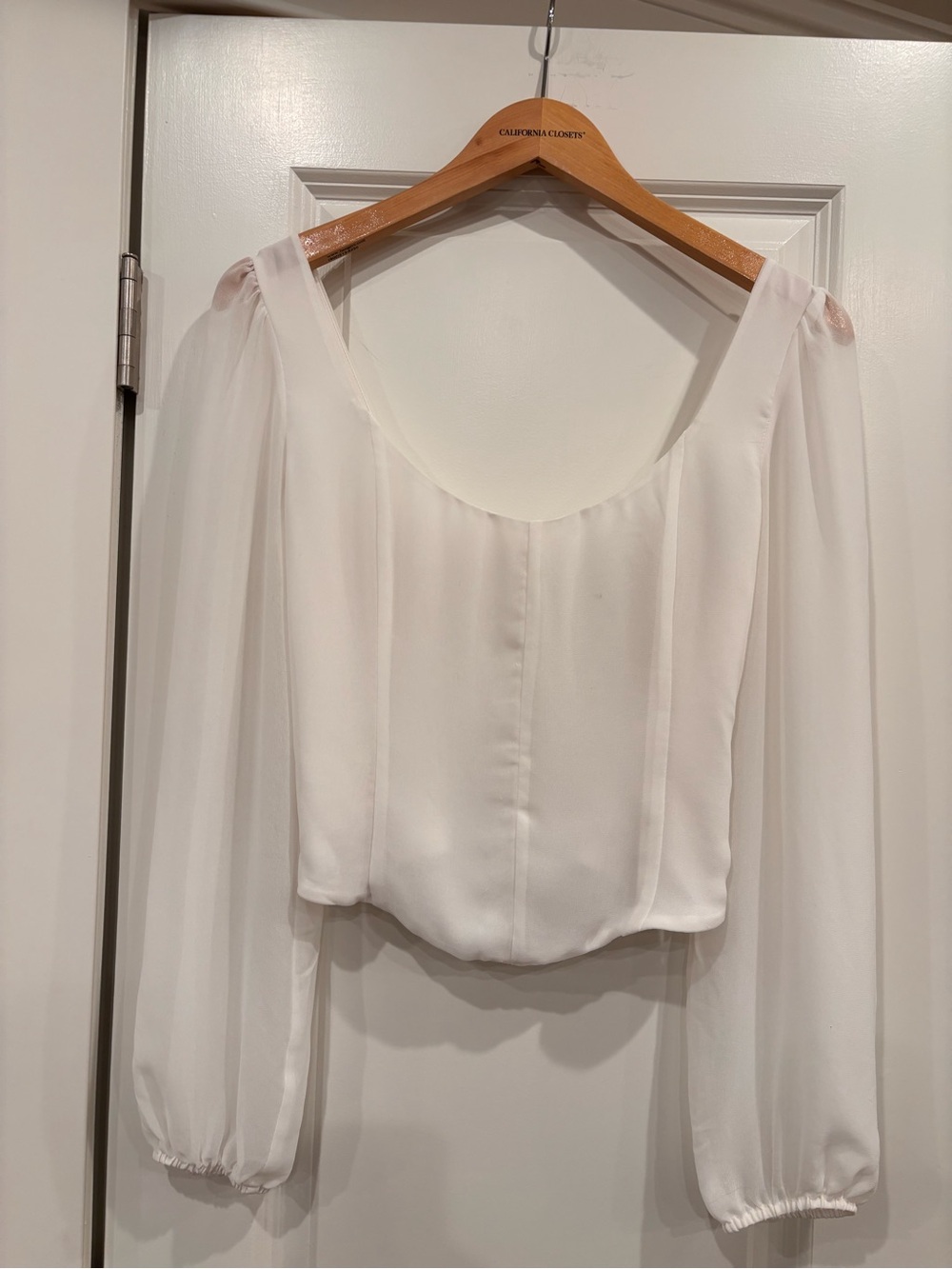 Wilfred Ivory Sheer Long-Sleeve Scoop Neck Blouse